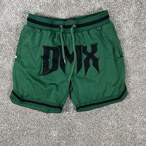 DMX x Shoe Palace Embroidered Green Thick Shorts Size Large 7” Inseams Rap Style